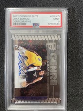 LUKA DONCIC 2022-23 ELITE GENRE GRAPHS ON CARD AUTO SSP W/ LEBRON JAMES PSA 9
