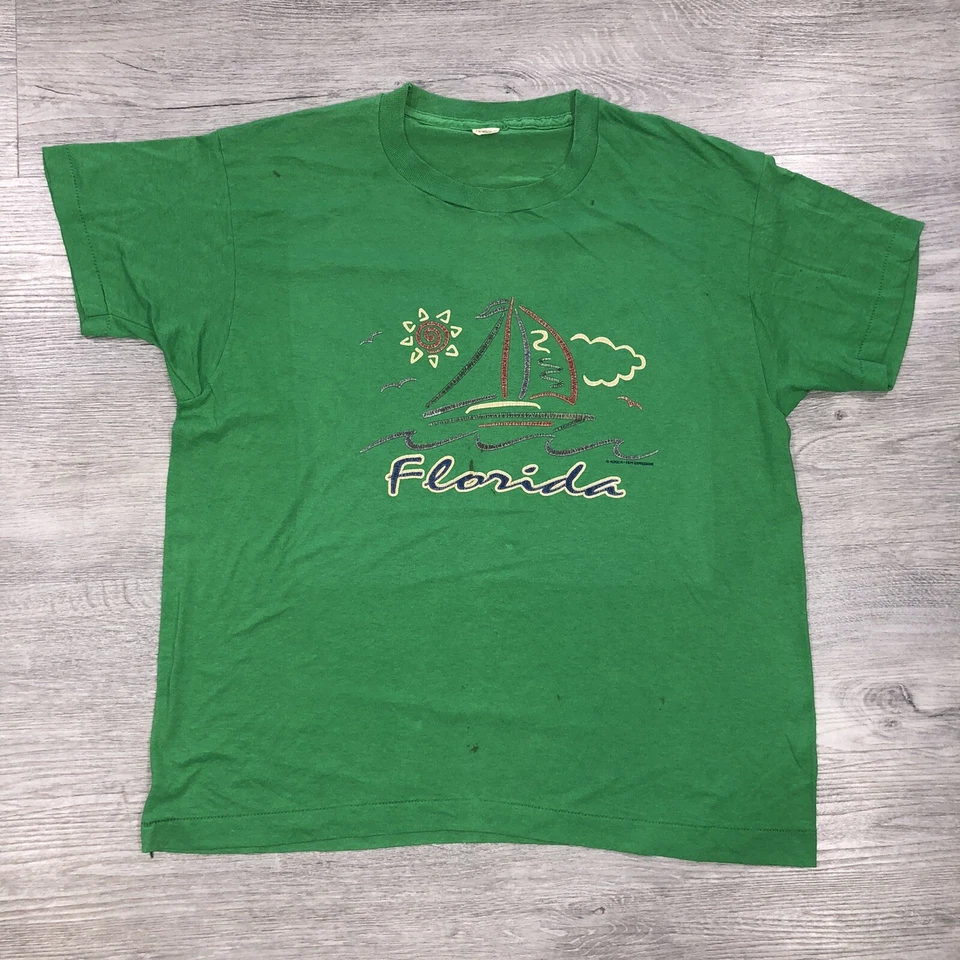 Vtg Florida Size XL Sailboats Screen Stars T Shirt Single Stitch Sailing Boating - Image 1 of 4