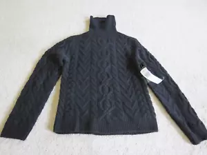 Exklusiver handgestrickter Ralph Lauren schwarzer Zopfmuster Pullover Wolle Kaninchenhaar groß - Bild 1 von 13