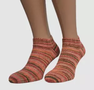 Pink striped socks women Short socks Hand knit socks Handmade socks Colorful - Picture 1 of 10