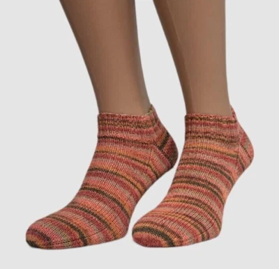 Pink striped socks women Short socks Hand knit socks Handmade socks Colorful - Image 1 of 4