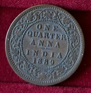 1889 British India Quarter Anna Kupfermünze Queen Victoria KM#467 - Bild 1 von 7