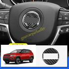 For Jeep Compass 17-2021 Real Carbon Fiber Steering Wheel Horn Button Ring 1pc