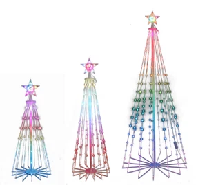 Holiday Living 3 -Pack 74-Inches Freestanding Cone tree Yard decoration with Col - Picture 1 of 1