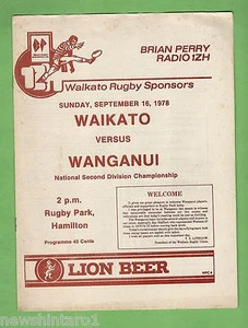 #TT. RUGBY UNION PROGRAM - 16TH SEPTEMBER 1978, WAIKATO VS WANGANUI - Imagen 1 de 1