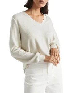 Seed Heritage Womens Size XL Supersoft Long Sleeve Lightweight V Neck Top White - Picture 1 of 17