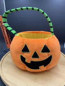 Plüsch Kürbis/Jack-o-Laterne Süßigkeiten Eimer mit kostenlosem Leuchtstab KOSTENLOSER VERSAND! - Bild 1 von 9