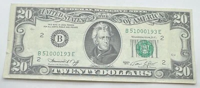 1974 Vintage $20 Federal Reserve Note - New York - B - Twenty Dollar Bill - Image 1 of 3