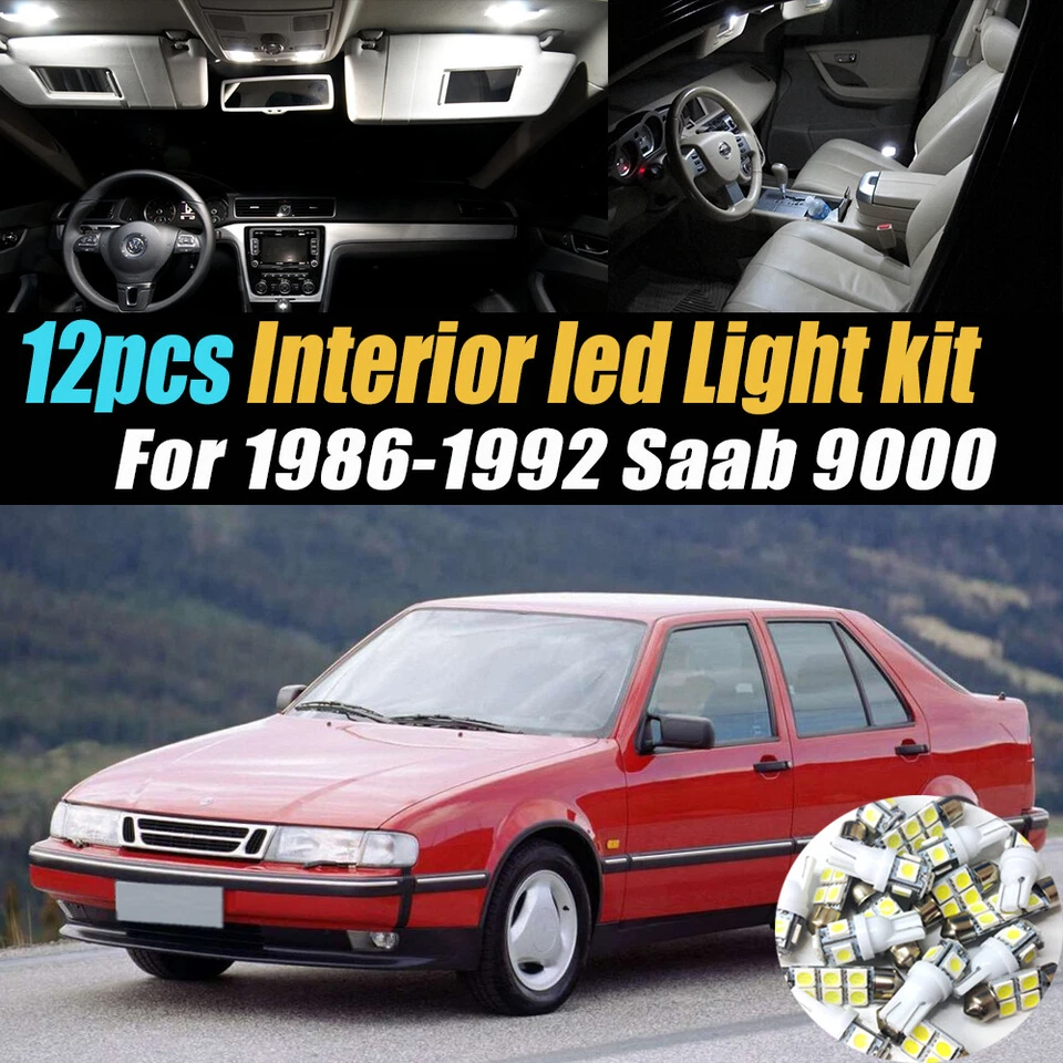 12件装超白汽车内部LED灯泡套件适用于1986-1992年萨博9000 — 第 1/4 张图片