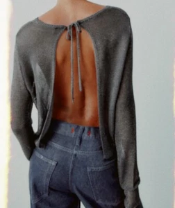 Zara Metallic Grey Jumper/cardigan Size M Brand New Tags - Picture 1 of 7