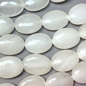 White Jade 18x13mm Smooth Oval Semi Precious Stone Beads Q2 Strands Per Pkg - Picture 1 of 2