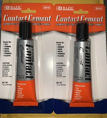2 PK Bazic Contact Cement Glue Strong Bond & Seal Tile Rubber Wood Metal Plastic