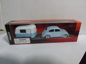 Majorette Light Blue Volkswagen With Camping Trailer - Picture 1 of 3