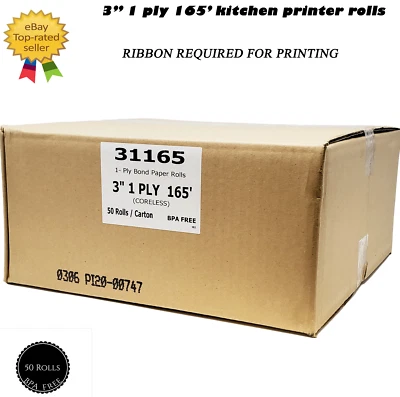 Unbranded 3" x 165' 1Ply Bond 50 Rolls for Reseller Epson TM-U200D