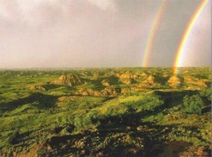 Postcard North Dakota Roosevelt Nat'l Park Double Rainbow - Painted Canyon MINT - Bild 1 von 1