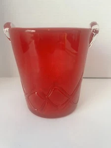 Roter Eiskübel aus mundgeblasenem Glas - Bild 1 von 10