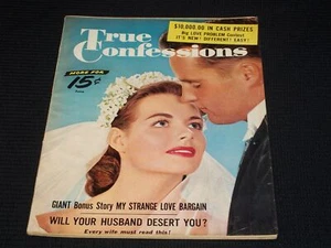 1956 JUNE TRUE CONFESSIONS MAGAZINE VERY NICE COVER & INSIDE PAGES - E 3793 - Picture 1 of 2