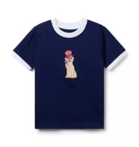 JANIE and JACK Embroidered American Dog Tee T Shirt Boy NAVY BLUE Size 6 NeW TAG - Picture 1 of 2