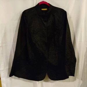Wmn Kate Hill Black Quilted Snap Jacket/Blazer Size 3X Shiny, Lightweight - Picture 1 of 11