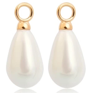 NOBEL SCHMUCK Charm Anhänger Perle Weiß 925 Sterling Silber vergoldet für Cre... - Bild 1 von 6