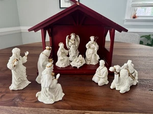 Vintage San Francisco Music Box Company Natività Set 10 Pezzi Porcellana FUNZIONANTE - Foto 1 di 19