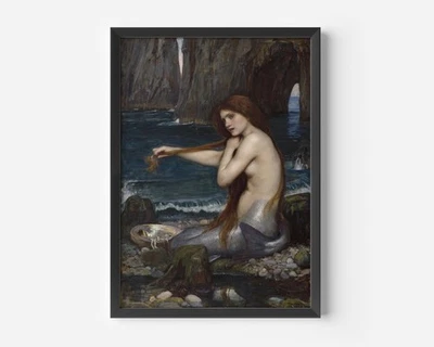 Mermaid Poster – John William Waterhouse Vintage Painting, Renaissance Art Print - Image 1 of 4