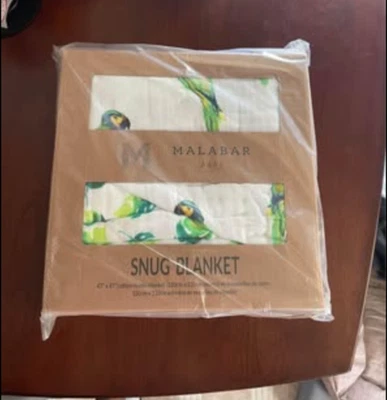 Органический хлопок муслин детская кроватка одеяло новый в коробке попугаи листья тропический - Изображение 1 из 4