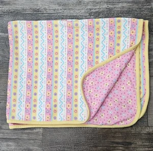 Vintage Gymboree Decke Rosa Blumen Streifen Baby Baumwolle Les Fleurs Gelb EUC!! - Bild 1 von 9