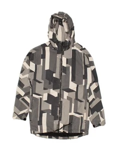 JACK & JONES Mens Hooded Windbreaker Coat UK 40 Large Grey Geometric BQ05 - Picture 1 of 3