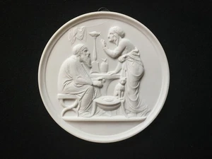 ROYAL COPENHAGEN - BING & GRONDAHL - Bas-relief en Porcelaine Biscuit «L’hiver» - Picture 1 of 8