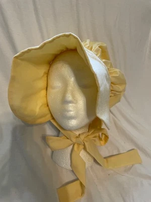 Handcrafted Yellow Prairie Bonnet With Floral Print Cosplay - Image 1 of 4