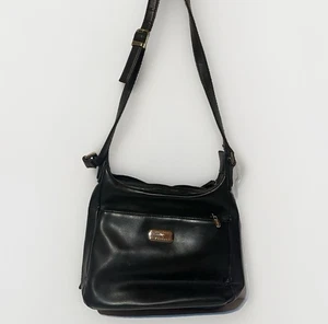 Koltov Purse Handbag Black Smooth Leather Zipper Organization Section Pockets - Picture 1 of 8