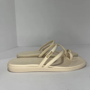 Crocs Sandals Womens Size 6 Beige Miami Toe Loop Slip On Comfort - Picture 1 of 5