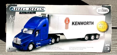 TESTORS 1/32 BLUE KENWORTH T2000 TRANSPORT TRUCK W/ VAN TRAILER MODEL KIT 660012 - Image 1 of 4