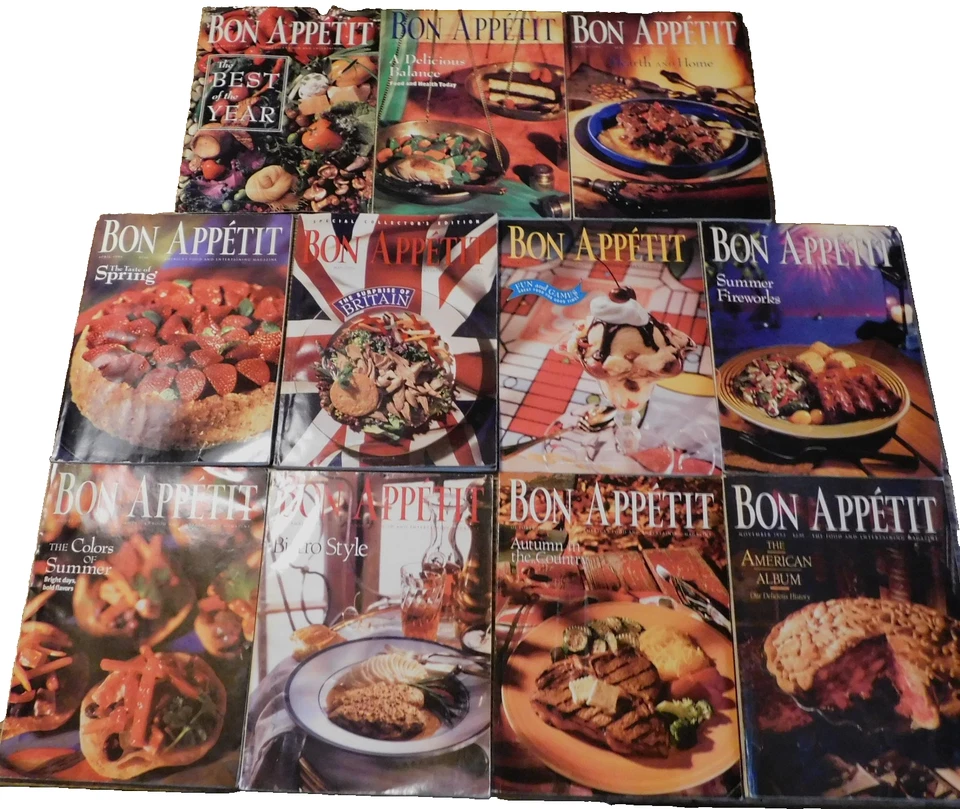 LOT OF 11 VINTAGE BONAPPETIT MAGAZINES 1994 GOURMET COOKING,DETAILED RECIPES,ADS - Image 1 of 4