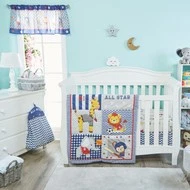 EVERYDAY KIDS 4 Piece Boys Crib Bedding Set - Jungle Sports - Picture 1 of 3