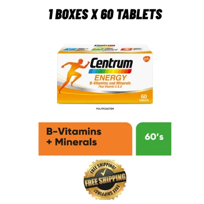 1 X 60's New Centrum Energy B-Vitamins and Minerals + Vitamin C&E - FREE SHIP - Image 1 of 3