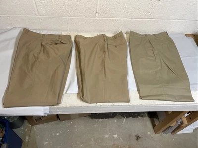 1964 年美国陆军海军军用卡其色棕褐色裤子礼服制服套装 x3 复古 — 第 1/4 张图片