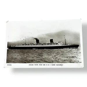 Postal RPPC Cunard White Star Line RMS Queen Elizabeth Ship c1933 D435 - Imagen 1 de 2