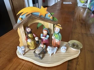 KATHE WOHLFAHRT Candle holder Christmas Manger Scene Wooden Nativity - Picture 1 of 5