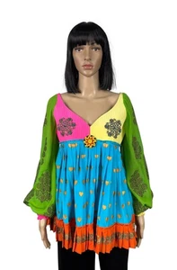 Manish Arora Silk Blouse Pleated Emblished Decor size XL - Picture 1 of 19