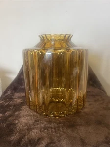 Lámpara colgante vintage MCM ámbar acanalada cilindro pieza de repuesto - Imagen 1 de 7