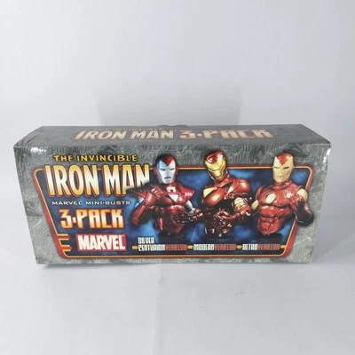 Marvel Bowen Iron Man Mini Busto Estatua Paquete de 3 Centurión Plateado Moderno Retro Vers Foto 1 de 4