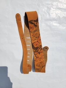 Levy’s Leather Guitar Strap Monarch Butterfly Butterflies 2.5" Honey Brown - Picture 1 of 9