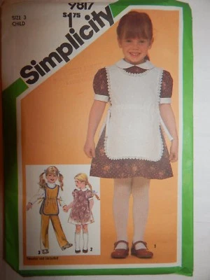 Simplicity 9817 Dress Tabard Pull on Pants Size 3 Sewing Pattern Child UC FF  - Image 1 of 3