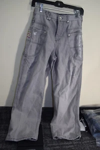 Rocawear Jeans Gray Baggy Loose Wide Leg Skater Y2K Hip Hop Fancy BOYS 14 28x28 - Picture 1 of 23
