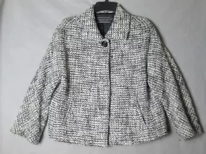 Peruvian Connection Jacket Womens 6 Black & White Alpaca Wool Swing Tweed Blazer - Picture 1 of 19