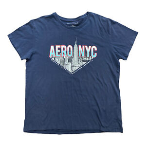 Aeropostale size XL men's t-shirt blue crew neck "Aero NYC" logo Skyline