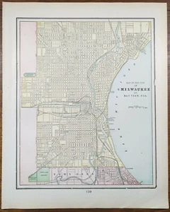 Vintage 1900 MILWAUKEE WISCONSIN Map 11"x14" ~ Old Antique Original JONES ISLAND - Picture 1 of 7