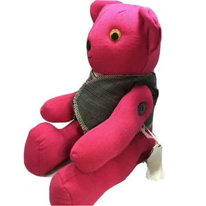 Virginia Bundy Handmade Pink Teddy Bear 14" Jointed Cloth Collectible Plush - Picture 1 of 10